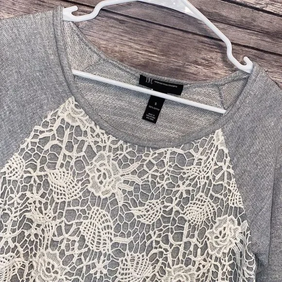 INC International Concepts crochet top sweatshirt - Picture 2 of 3